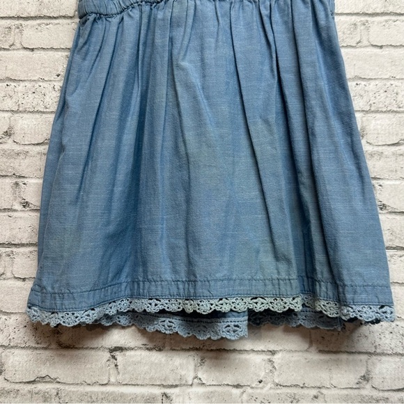 Cherokee Chambray Size 3T Sleeveless Dress Pink Bow Embroidery Ruffle Hem - Picture 6 of 8
